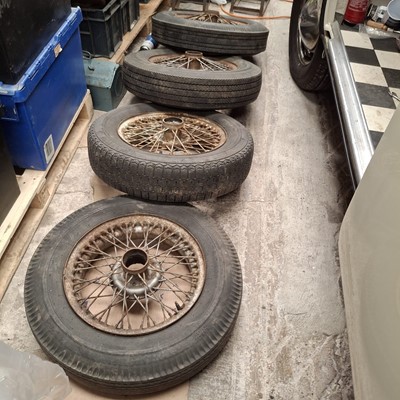 Lot 53 - Set of four wire wheels and tyres (to suit an MGA)