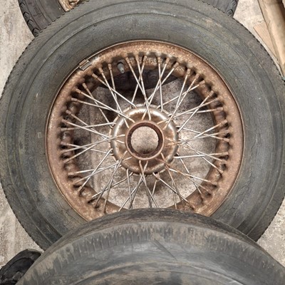 Lot 53 - Set of four wire wheels and tyres (to suit an MGA)