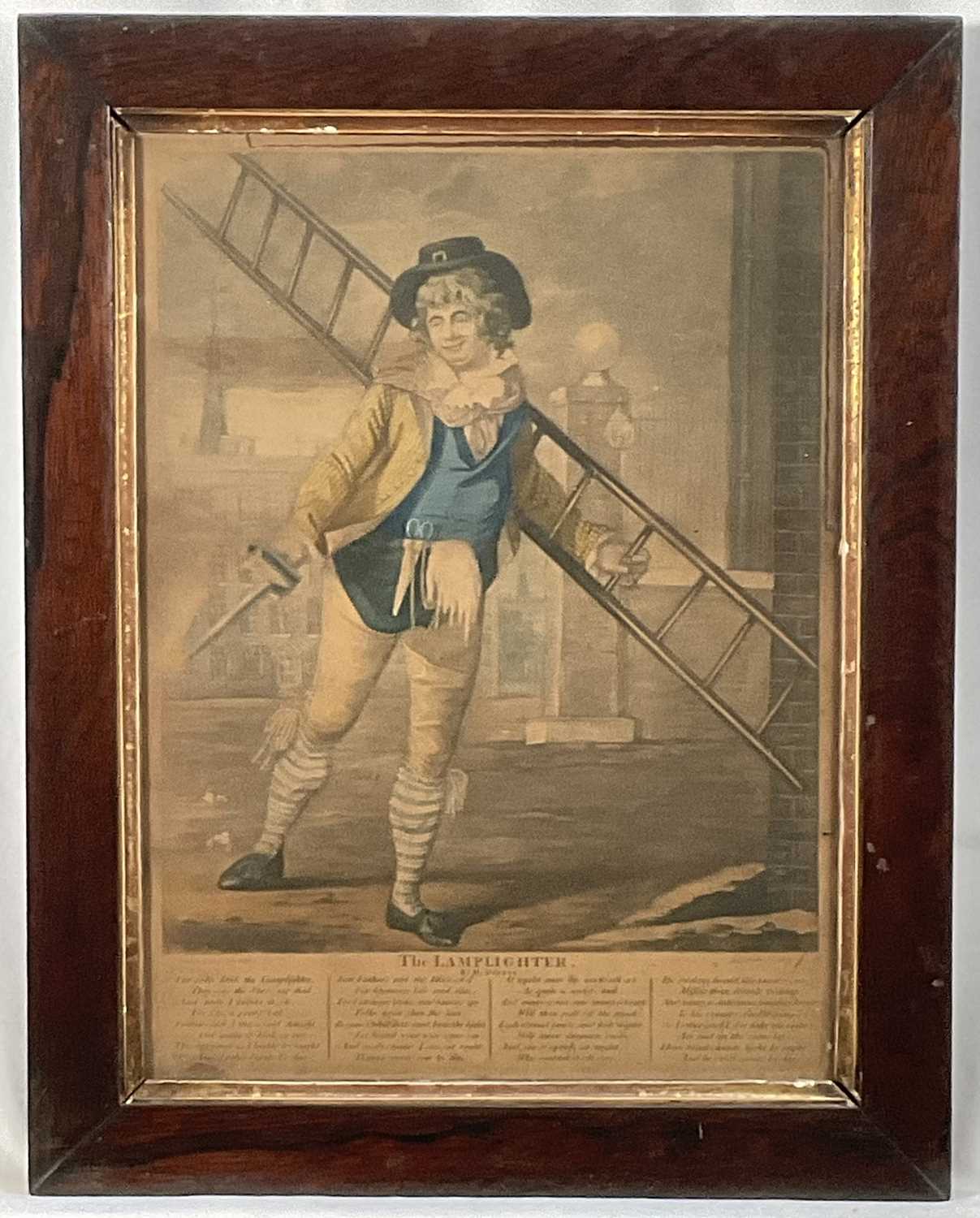 Lot 39 - Handcoloured late 18th century mezzotint "The Map Lighter by Mr Dibdin" published by Carpenter, 60 Spencer Street, London', in glazed frame