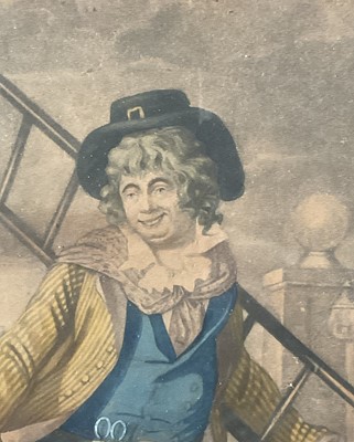 Lot 39 - Handcoloured late 18th century mezzotint "The Map Lighter by Mr Dibdin" published by Carpenter, 60 Spencer Street, London', in glazed frame
