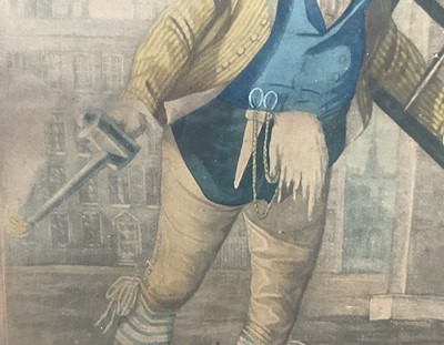 Lot 39 - Handcoloured late 18th century mezzotint "The Map Lighter by Mr Dibdin" published by Carpenter, 60 Spencer Street, London', in glazed frame