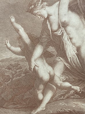 Lot 37 - 18th century, circa 1760, French engraving "Nul amour sans peine", R Lepicier after J.M. Nattier in sanguine colours, glazed gilt frame