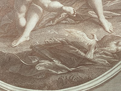 Lot 37 - 18th century, circa 1760, French engraving "Nul amour sans peine", R Lepicier after J.M. Nattier in sanguine colours, glazed gilt frame