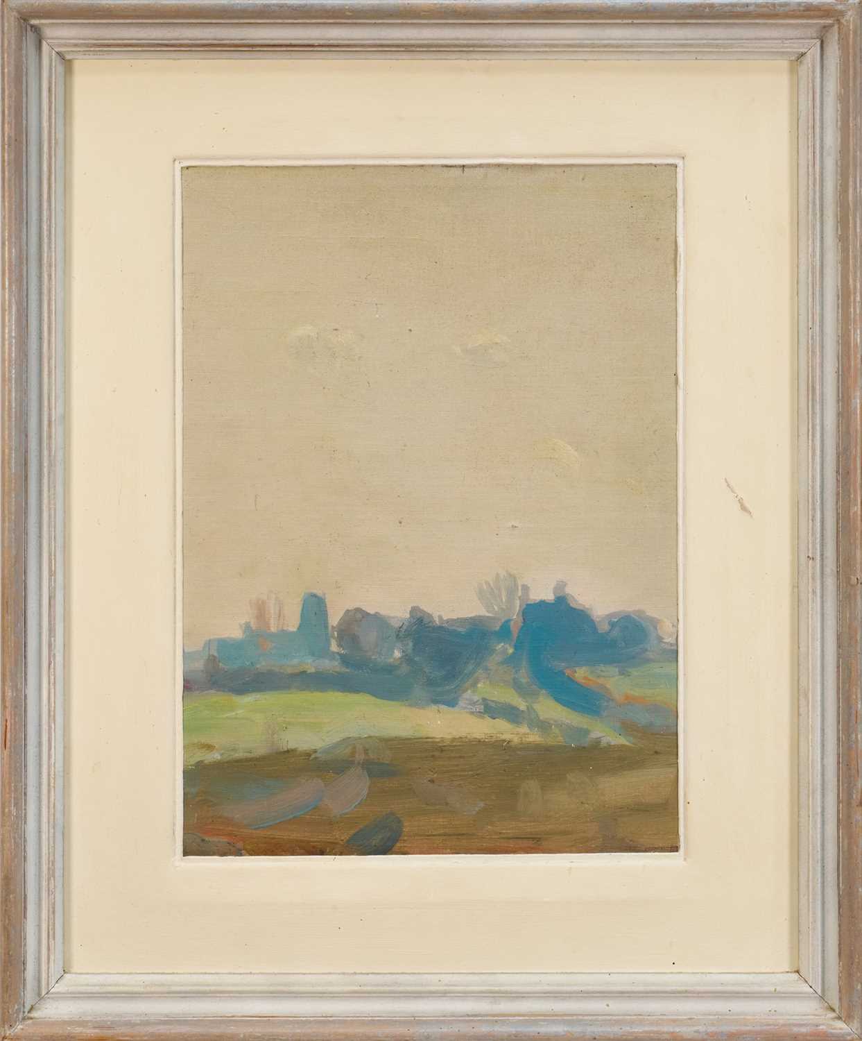 Lot 1253 - Harry Becker (1865-1928) oil on canvas board - Suffolk Landscape, 37cm x 26cm, in painted frame. Provenance: The John Russell Gallery, Ipswich
