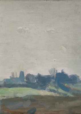 Lot 1253 - Harry Becker (1865-1928) oil on canvas board - Suffolk Landscape, 37cm x 26cm, in painted frame. Provenance: The John Russell Gallery, Ipswich