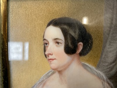 Lot 985 - Good group of six 19th century portraits of ladies on ivory