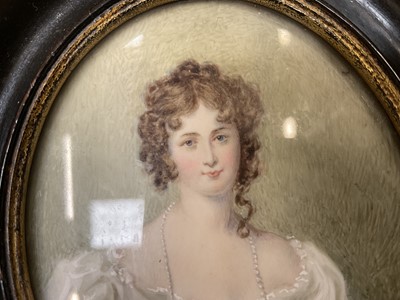 Lot 985 - Good group of six 19th century portraits of ladies on ivory
