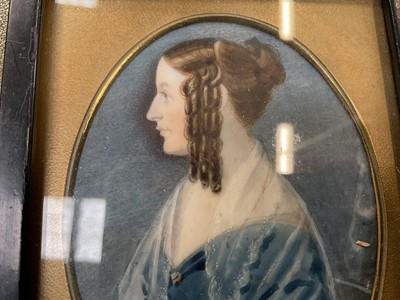 Lot 985 - Good group of six 19th century portraits of ladies on ivory
