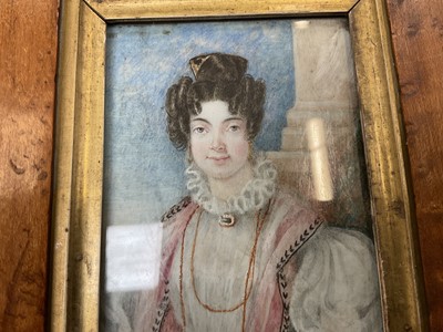 Lot 985 - Good group of six 19th century portraits of ladies on ivory