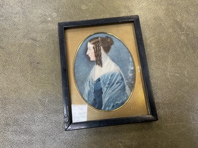 Lot 985 - Good group of six 19th century portraits of ladies on ivory