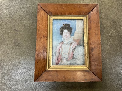 Lot 985 - Good group of six 19th century portraits of ladies on ivory