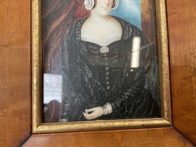 Lot 985 - Good group of six 19th century portraits of ladies on ivory