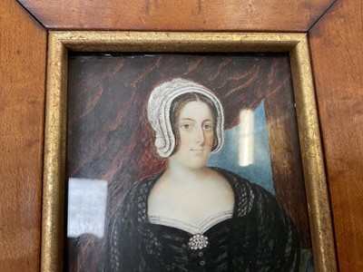 Lot 985 - Good group of six 19th century portraits of ladies on ivory