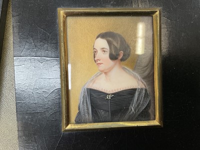 Lot 985 - Good group of six 19th century portraits of ladies on ivory