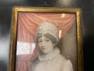 Lot 985 - Good group of six 19th century portraits of ladies on ivory