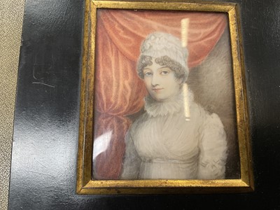 Lot 985 - Good group of six 19th century portraits of ladies on ivory