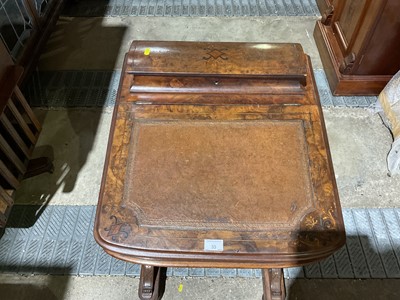 Lot 33 - Victorian inlaid walnut Davenport, 53cm wide, 57cm deep, 82cm high, and an oval occasional table