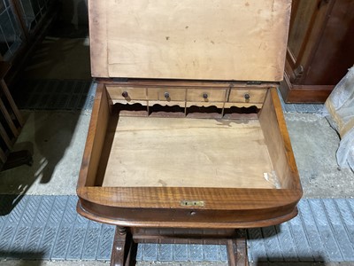 Lot 33 - Victorian inlaid walnut Davenport, 53cm wide, 57cm deep, 82cm high, and an oval occasional table