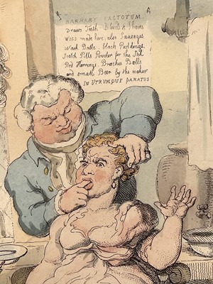 Lot 94 - After Rowlandson - 'The Tooth Ache, or Torment & Torture' and 'Hot Goose, Cabbage & Cucumbers', both 25cm x 19cm and framed and glazed (2)