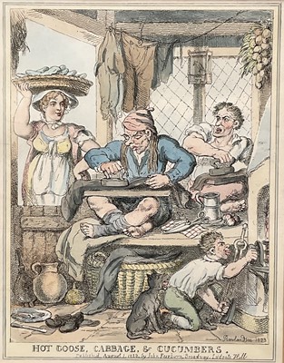 Lot 94 - After Rowlandson - 'The Tooth Ache, or Torment & Torture' and 'Hot Goose, Cabbage & Cucumbers', both 25cm x 19cm and framed and glazed (2)