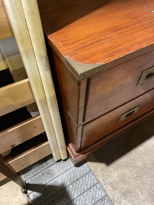 Lot 36 - Nineteenth century brass bound military chest of two drawers with flush brass handles, 110cm wide, 50.5cm deep, 62cm high