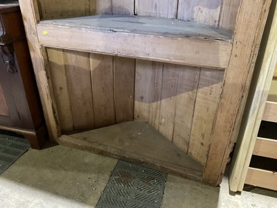 Lot 38 - Antique pine barrel back corner cupboard, 110cm wide, 191cm high
