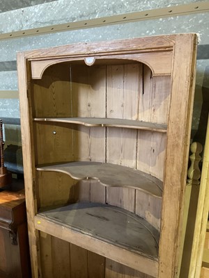 Lot 38 - Antique pine barrel back corner cupboard, 110cm wide, 191cm high