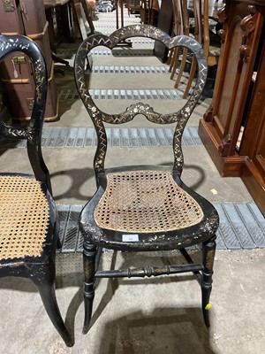 Lot 58 - Victorian bedroom chair with mother of pearl inlaid decoration, together with another (2)