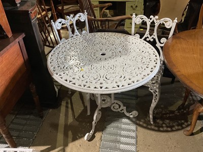 Lot 61 - Metal garden table together with four chairs