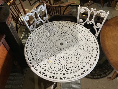 Lot 61 - Metal garden table together with four chairs