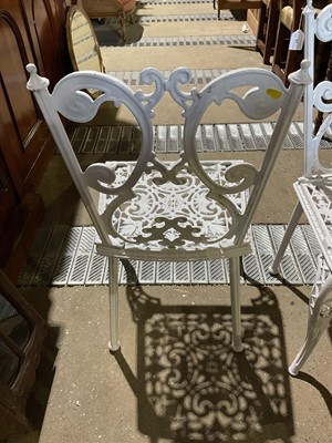 Lot 61 - Metal garden table together with four chairs