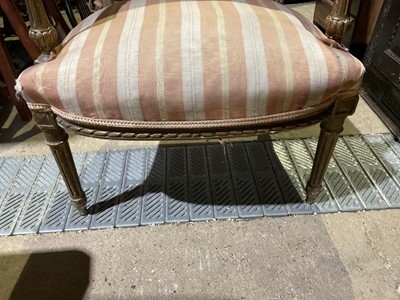 Lot 80 - Nineteenth century French painted salon sofa, 115cm wide, 94cm high, together with a similar chair (2)
