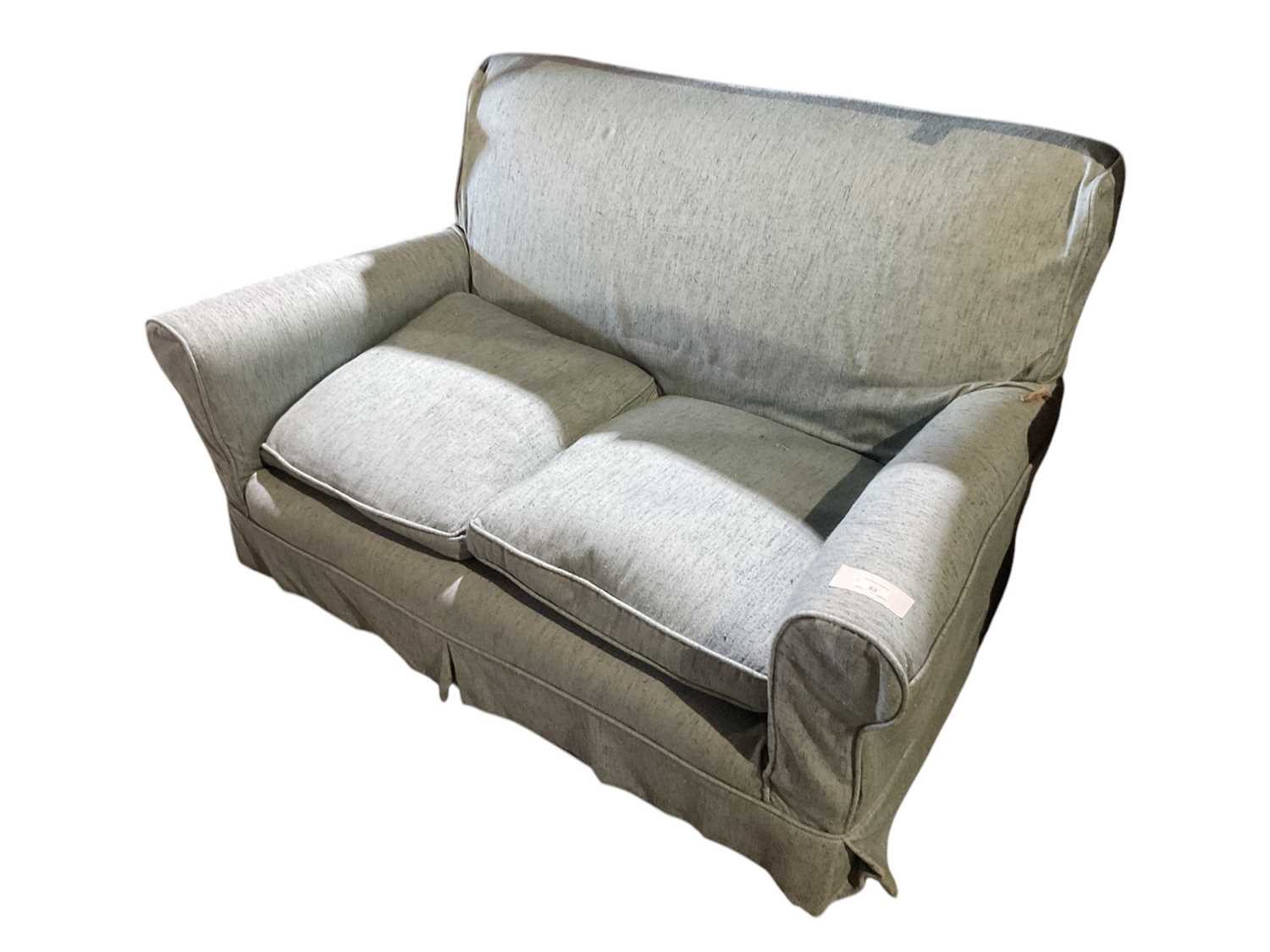 Lot 83 - Two seater settee with loose blue cover, 143cm wide