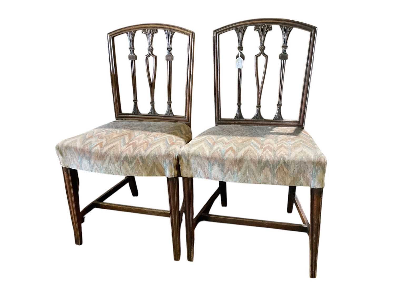 Lot 85 - Pair of antique mahogany dining chairs with upholstered seats