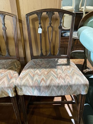 Lot 85 - Pair of antique mahogany dining chairs with upholstered seats