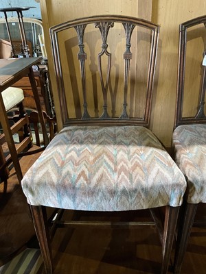 Lot 85 - Pair of antique mahogany dining chairs with upholstered seats