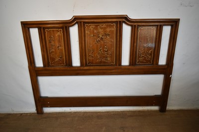 Lot 1549 - Two Drexel Heritage Furniture "Chinoiserie" bedside "nightstand" cabinets and a matching bed headboard