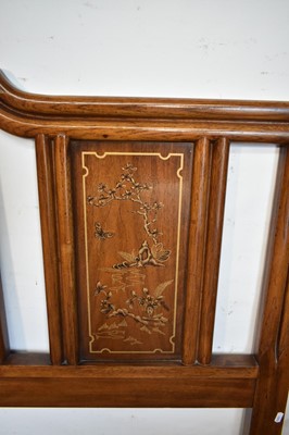Lot 1549 - Two Drexel Heritage Furniture "Chinoiserie" bedside "nightstand" cabinets and a matching bed headboard