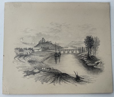 Lot 63 - Collection of early 19th Century watercolours and drawings of architectural subjects, including one rural homestead named to John Varley and another to David Cox. 8 works