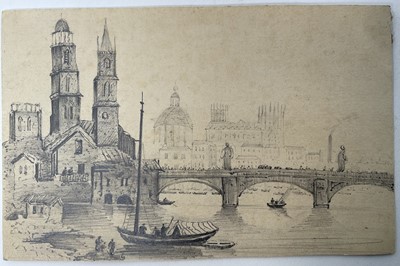 Lot 63 - Collection of early 19th Century watercolours and drawings of architectural subjects, including one rural homestead named to John Varley and another to David Cox. 8 works