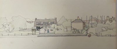 Lot 95 - Ron Sims (1944-2014) collection of sketches - preparatory drawings for abstract works and others to include a study of footballers and two landscapes, the largest 23cm x 32cm, approx 25