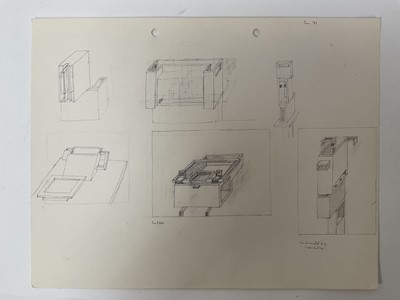 Lot 95 - Ron Sims (1944-2014) collection of sketches - preparatory drawings for abstract works and others to include a study of footballers and two landscapes, the largest 23cm x 32cm, approx 25