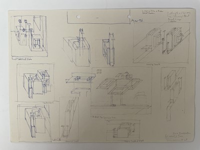 Lot 95 - Ron Sims (1944-2014) collection of sketches - preparatory drawings for abstract works and others to include a study of footballers and two landscapes, the largest 23cm x 32cm, approx 25