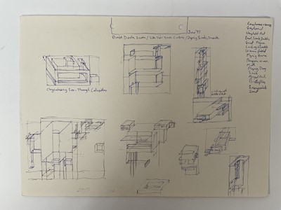 Lot 95 - Ron Sims (1944-2014) collection of sketches - preparatory drawings for abstract works and others to include a study of footballers and two landscapes, the largest 23cm x 32cm, approx 25