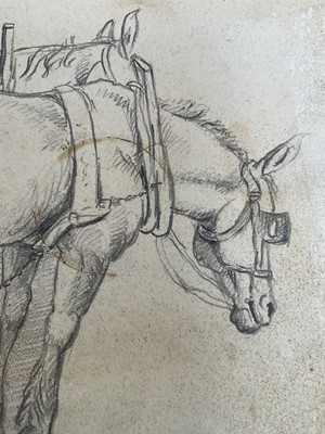 Lot 57 - Two early 19th century pencil sketches of horses on paper, both inscribed, unframed