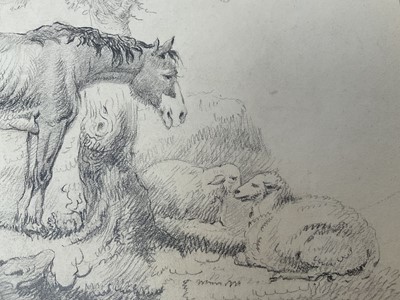 Lot 57 - Two early 19th century pencil sketches of horses on paper, both inscribed, unframed