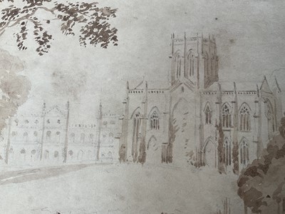 Lot 61 - Attributed to George Mowbray Sutherland (act. 1861-1866) watercolour sketch of Milton Abbey, unframed