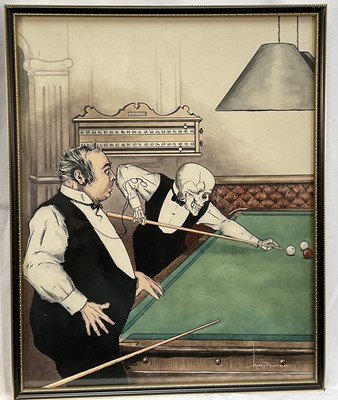 Lot 30 - Harry Rawnsley (early 20th century) set of five early 20th century watercolours of bar room subjects. By repute these illustrations were made for Boys Own magazine