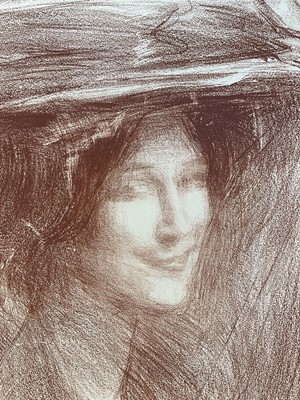 Lot 77 - Albert de Bellaroche (1864-1944) lithograph - portrait of a lady, 56cm x 38cm, unframed