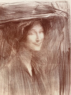 Lot 77 - Albert de Bellaroche (1864-1944) lithograph - portrait of a lady, 56cm x 38cm, unframed